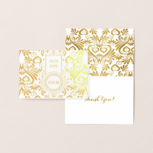 Bröllop Swirls of Guld all Anpassningsbar Text Folierat Kort