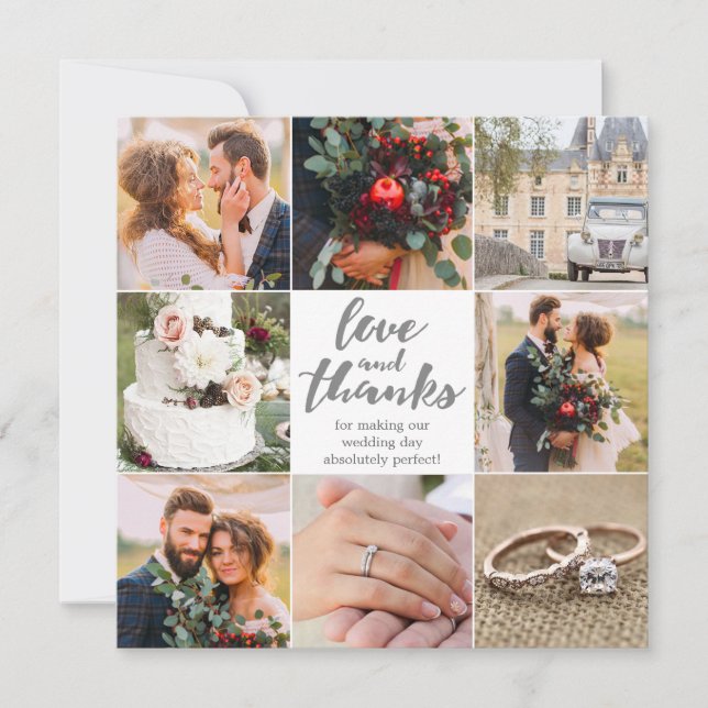 Bröllop | TACK |8 foto | Fotokort Kort (Framsida)