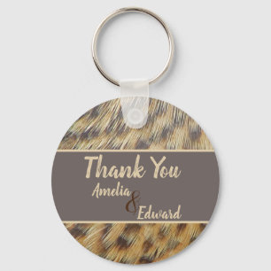 Bröllop Tack Animal Print Feather Guest Nyckelring