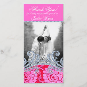 Bröllop Tack Blommigt Snöre Flower Glitter Kort