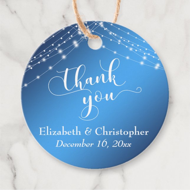Bröllop Tack Blue Ombre w/ Ljus Gåvor Etiketter (Framsida)