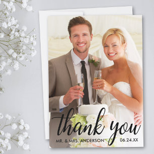 Bröllop Tack Bride and Groom Photo Card B Kort