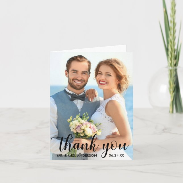 Bröllop Tack Bride Groom Photo B Note Kort (Framsida)