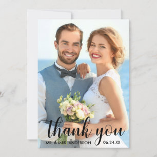 Bröllop Tack Bride Groom Photo Card B Kort
