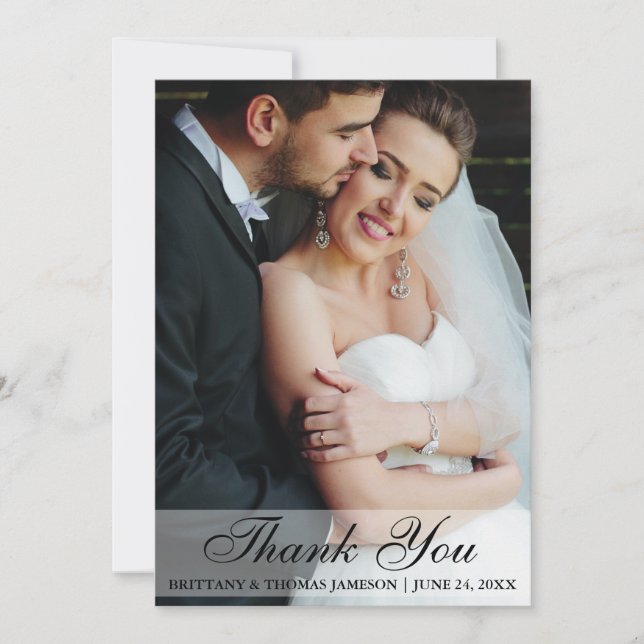 Bröllop Tack Bride & Groom Photo Card WS (Framsida)