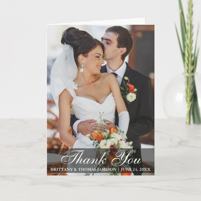 Bröllop Tack Bride & Groom Photo Fold Card Sc Kort (Framsida)