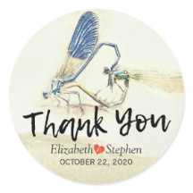 Bröllop Tack Chic Dragonfly Mating Kärlek Heart