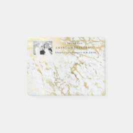 Bröllop Tack favor Guld Grått Marble Post-it Block
