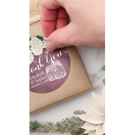 Bröllop Tack Favor Mason Burk Hydrangea Ljus Runt Klistermärke