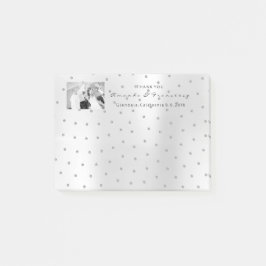 Bröllop Tack Favor Photo Silver Gra Swarovski Post-it Block