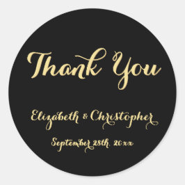 Bröllop Tack-favoriter i Elegant med Guld-skript i Runt Klistermärke