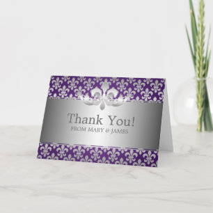 Bröllop "Tack" Fleur De Lis Lila Tack Kort