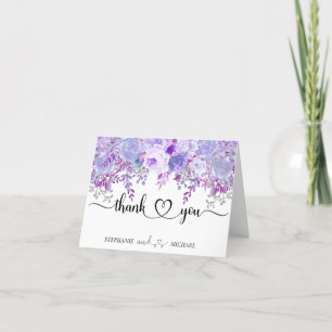 Bröllop Tack Floral Lila Lavendel Kort