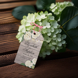 Bröllop Tack Flower String Ljus Rustic wood Presentetikett
