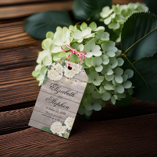 Bröllop Tack Flower String Ljus Rustic wood Presentetikett