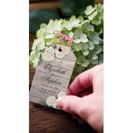 Bröllop Tack Flower String Ljus Rustic wood Presentetikett