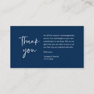 Bröllop Tack för att du kom, Classy Navy Blue Tilläggskort