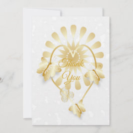 Bröllop Tack för att du kort Guld Blommigt Heart