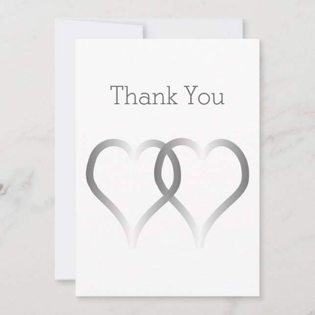 Bröllop Tack för att du kort Silver Hearts (Framsida)