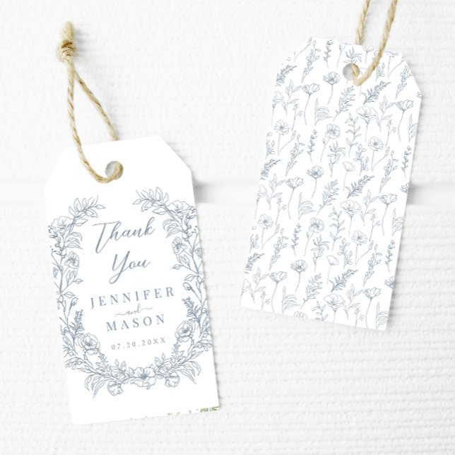 Bröllop tack för den blåa blommigten, utandningskl presentetikett (Skapare uppladdad)