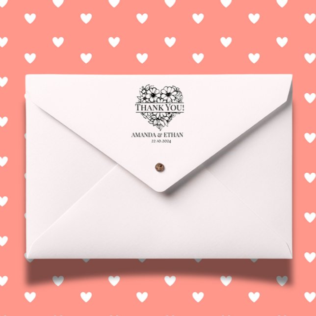 Bröllop Tack för det formella temat Självfärgande Stämpel (Wedding Thank you Foral Theme Self-inking Stamp)