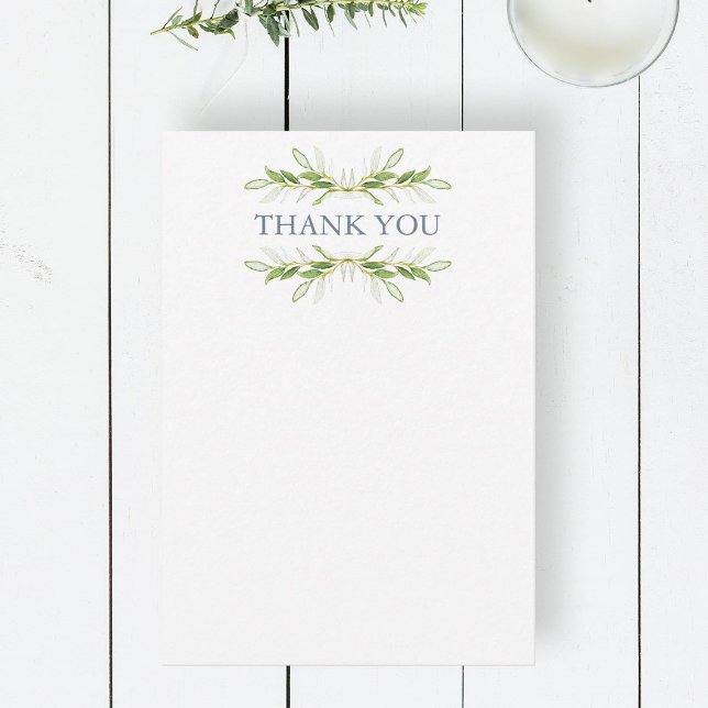 Bröllop - Tack för ditt kort Elegant Greenery (Thank you note cards watercolor botanical art by Victoria Grigaliunas of Do Tell A Belle)