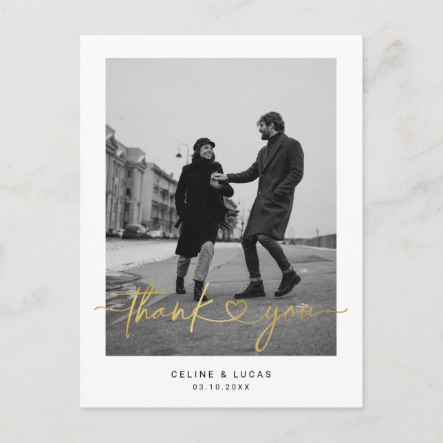 Bröllop Tack för minsta lilla Kärlek Heart-skript Vykort (Framsida)