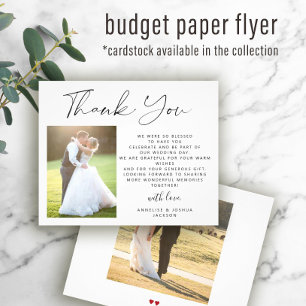 Bröllop tack för-skriptfotot för eleganten Budget Flygblad