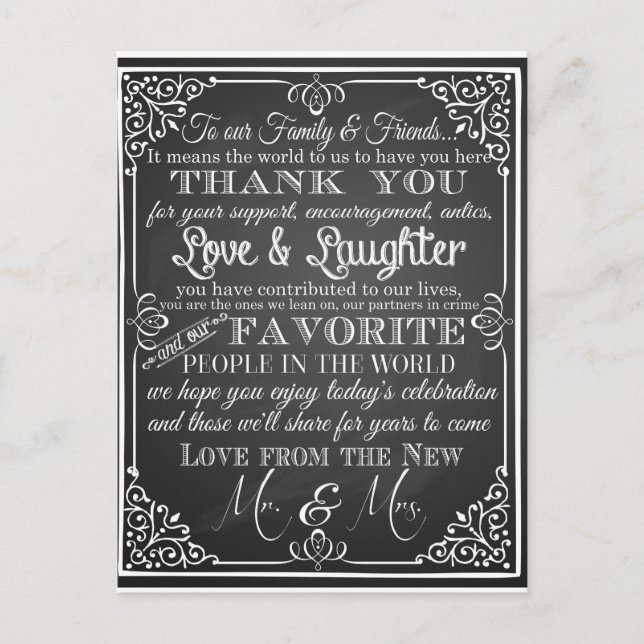 Bröllop tack för vykortet vykort (Framsida)