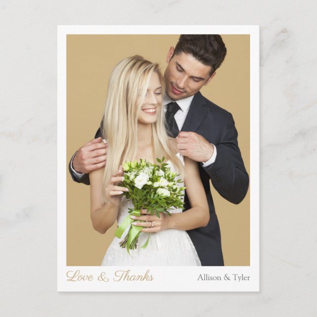 Bröllop Tack, Foto, Namn & Meddelanden Vykort (Framsida)