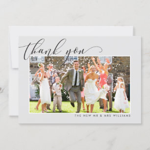 BRÖLLOP TACK fotocalligraphy elegant grått Kort
