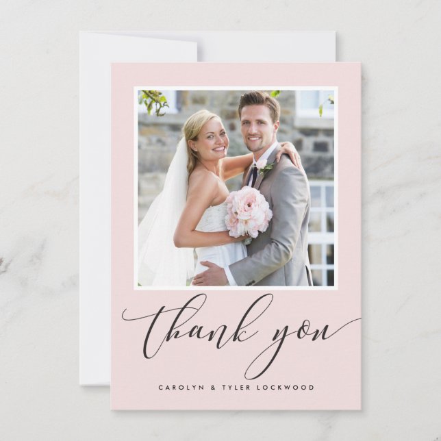 BRÖLLOP TACK fotokalligrafi  rosa Kort (Framsida)