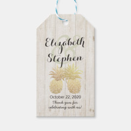 Bröllop Tack ger Guld ananas paraplyträ Presentetikett