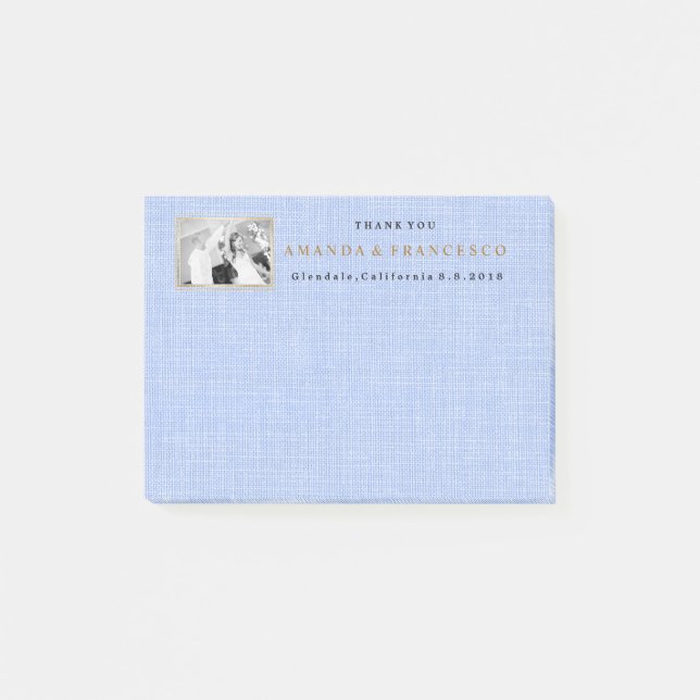 Bröllop Tack Gift Favor Burlap Grått Post-it Block (Framsida)