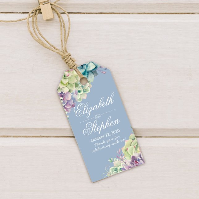 Bröllop Tack Gift-Märkre Vattenfärgsucculents Presentetikett (Skapare uppladdad)