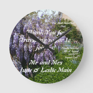 Bröllop Tack Gift Wisteria Round Clock Rund Klocka