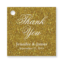 Bröllop Tack Glitter Guld