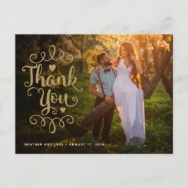 Bröllop Tack | Guldskrift Typ På Foto Vykort