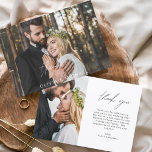 Bröllop Tack Handskriven fotoElegant<br><div class="desc">Handskriven Bröllop-tack-kort som har ett foto på framsidan och baksidan. Tack-korten innehåller en modern handskriven kursiv skripttypografi som är elegant,  enkel och modern till använda efter att du minimalistiskt enkelt bröllopsdag firande.</div>