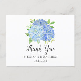 Bröllop Tack Hydrangea Watercolor Blommigt Vykort