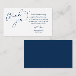 Bröllop Tack, i Classy Romantic Navy Blue Tilläggskort