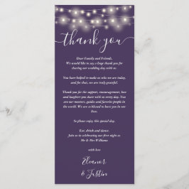 Bröllop Tack Ljus Lila Place Card Meny
