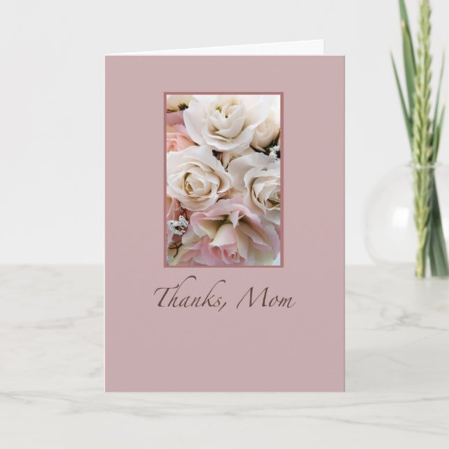 Bröllop, Tack mamma, Rosor Kort (Framsida)