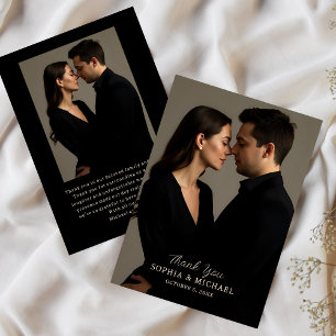 Bröllop Tack Message 2 Photos Elegant Black Kort