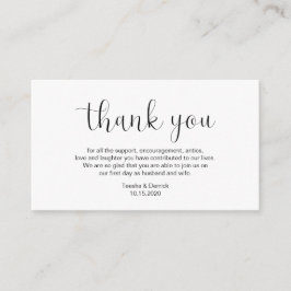 Bröllop Tack, Minimal design, Svart typsnitt Tilläggskort