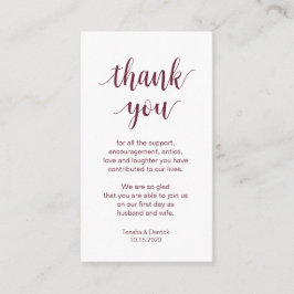 Bröllop Tack, Modern Burgundisk Skrift Tilläggskort