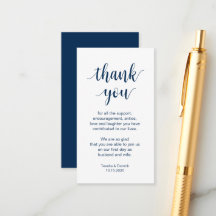 Bröllop Tack, Modern Navy Blue Script