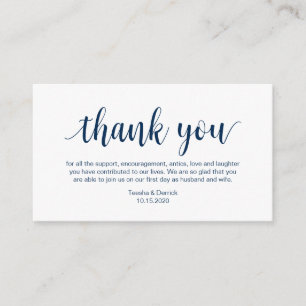Bröllop Tack, Modern Navy Blue Script Tilläggskort