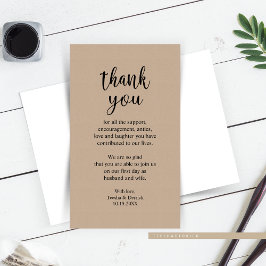 Bröllop Tack, Modern Rustic Brown Kraft Enclo Tilläggskort