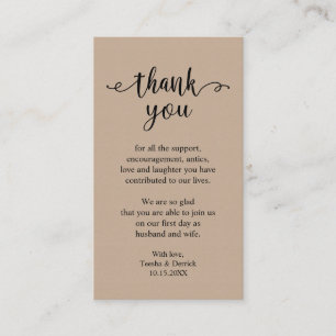 Bröllop Tack, Modern Rustic Brown Kraft Tilläggskort